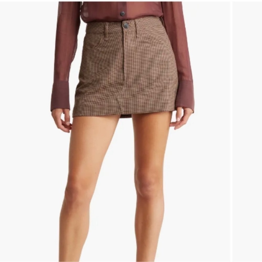 NWOT rag and bone itty bitty plaid mini brown skirt size 8
